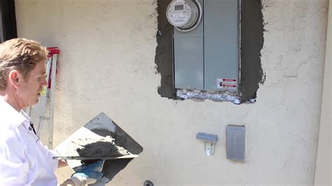 how to repair stucco around a new electric box|stucco around electrical box.